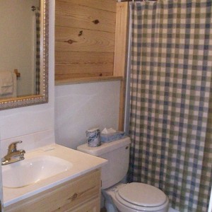 Trails End Bathroom at Rustic Ridge Guest Cabins