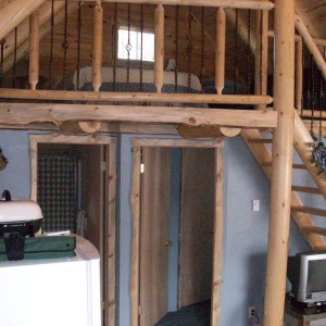 Trails End #6 Interior/Loft Trails End Stairway at Rustic Ridge Guest Cabins