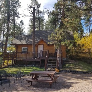 Front Exterior Pine Lodge Exterior at Rustic Ridge Guest Cabins