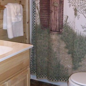 Timber Ridge Bathroom at Rustic Ridge Guest Cabins
